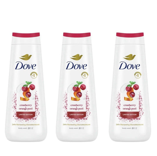 Dove Moisturizing Body Wash Cranberry & Orange Peel, 20 oz 3 In 1